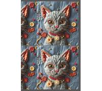 Hard Cover Notebook Printed Mixed Media Cat Face Cover: 220 Pages | 8mm College Ruled With Margin | Cute Aesthetic For School, College, Office, Work