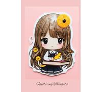 Hard Cover Ruled Notebook with Cute Kawaii Girl Fluttering Thoughts Cover: Jasper The Timid Cat | 8mm College Ruled with Margin | Creative Journal | School, College, Office, Work | Taking Notes