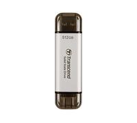 Transcend SSD portatile da 512 GB, alta velocità fino a 1050 MB/s, ultra compatto, supporta Type-A/Type-C, testato con USB 10 Gbps, colore argento - TS512GESD310S