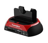 Hard drive docking station, Tccmebius tcc-s862-us USB 2.0 a 2.5 8,9 cm SATA IDE Dual slot per schede custodia esterna con tutto in 1 lettore di schede e hub USB 2.0 per 6,3 cm 8,9 cm IDE SATA I/II/III HDD SSD