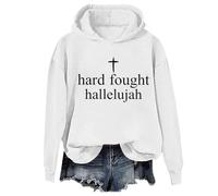 Hard Fought Hallelujah - Felpa con cappuccio, stile vintage, con scritta in lingua inglese "Christian Faith Cross Gesù", unisex, bianco, XL