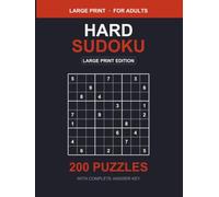 Hard Sudoku: 200 Challenging Puzzles for Adults
