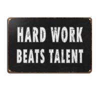 Hard Work Beat Talent Iron 20 x 30 cm Retro Look Decorazione Poster Cartello per Casa Cucina Bagno Fattoria Giardino Garage Citazioni ispiratrici Decorazione da Parete