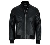 HARDBOILED Bomber da uomo "KAORI", giacca realizzata in pelle di agnello di alta qualità, morbida, urbanwear, Nero, 3XL
