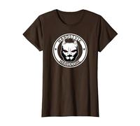 Hardcore Hardstyle Gabber Satana Cane Demoniaco T-Shirt Maglietta, Donna, Marrone, XL