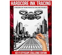 Hardcore Ink Tracing:Sci-Fi Cityscape Challenge Edition: A Precision Line Tracing Perspective Challenge for Adults