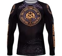 Hardcore Training Rash Guard Uomo Maglietta a Compressione MMA BJJ Arti Marziali Boxe Fitness Grappling No Gi