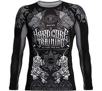 Hardcore Training Rash Guard Uomo Maglietta a Compressione MMA BJJ Arti Marziali Boxe Fitness Grappling No Gi (IT, Testo, XL, Regular, Regular, Nero Argento)