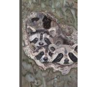 Hardcover Raccoon Trio Lined Journal for Women, Men, Students 150 pages for Writing, Journaling, Note Taking, Diary Keeping 6x9 inch