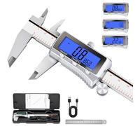 HARDELL Calibro a corsoio digitale, strumento di misurazione ricaricabile con display LCD retroilluminato, tutte le pinze in metallo, micrometro digitale con spegnimento automatico, pollici/mm