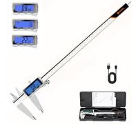 HARDELL Calibro digitale da 30,5 cm, micrometro elettronico ricaricabile interamente in metallo con LCD retroilluminato, conversione pollici/mm/frazione, spegnimento automatico, strumento di
