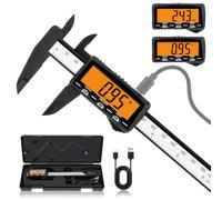 HARDELL Calibro digitale in plastica ricaricabile, 15,2 cm, con schermo LCD arancione ad alto contrasto, spegnimento automatico, per lavorazione del legno, fai da te e creazione di gioielli