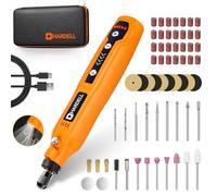 HARDELL Mini Trapano, 5-Velocità Mini Trapano a Batteria Massimo 18000rpm, 3.7V Utensile Rotante Multifunzione con Luce LED, Mini Trapano Elettrico con 61 Accessori per Piccoli Progetti Fai da Te