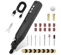 HARDELL Trapano Elettrico 4V Senza Fili, Utensile Rotante Multifunzione 18000 RPM, 6 Velocità, Batteria 2000mAh, 35 Accessori per Levigare, Incidere - Perfetto per Fai da Te (Nero)
