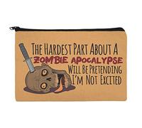 Hardest Part About a Zombie Apocalypse Skull Knife Funny Makeup Cosmetic Bag Organizer Pouch, Multi, 20 cm