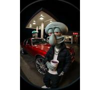 Hardest Squidward with Drip Notebook - Funny Meme Aesthetic Journal with Luxury Car & Chains - 100 Lined Pages Composition Book for School, Rap Lyrics ... Streetwear Gift for Gen Z & Hip Hop Fans