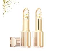 Hardpointing Color Changing Lipstick, Transferproof Color-Changing Lipstick,Gold Foil Moisturizing Gloss Lip Deep Nourishment, Transparent Change Lip Balm Long Lasting 24 Hours for Women (2pcs)