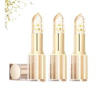 Hardpointing Color Changing Lipstick, Transferproof Color-Changing Lipstick,Gold Foil Moisturizing Gloss Lip Deep Nourishment, Transparent Change Lip Balm Long Lasting 24 Hours for Women (3pcs)
