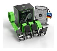 HARDTWERK® Cinghie di serraggio con cricchetto (4 pezzi) - 6m, forza di presa 1000 kg, certificate TÜV & GS, cinghie a cricchetto versatili, per uso professionale, rimorchi, bagagli e campeggio, Verde
