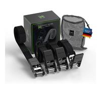 HARDTWERK® Cinghie di serraggio con cricchetto (4 pezzi) - 6m, forza di presa 1000 kg, certificate TÜV & GS, cinghie a cricchetto versatili, per uso professionale, rimorchi, bagagli e campeggio, Nero