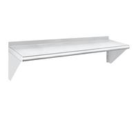 HARDURA Mensole da muro in acciaio inossidabile 30,5×122cm, Capacità di carico 113kg, Supporto a parete metallico con schermo posteriore e braccetti per cucina, ristorante, lavanderia e casa