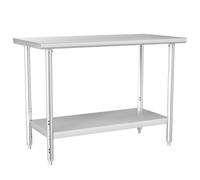 HARDURA Tavolo Acciaio Inox 61x122 cm Tavolo da Lavoro per Cucina Commerciale, Ripiano Inferiore Regolabile