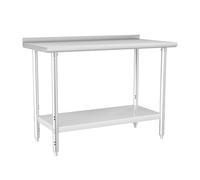 HARDURA Tavolo Acciaio Inox 61x122 cm Tavolo da Lavoro per Cucina Commerciale, Ripiano Inferiore Regolabile e Paraschizzi Antispruzzo