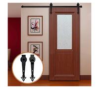 Hardware della porta del fienile Nero Rustico in acciaio carbonio Acciaio Scorrimento for la d'interni Rullo a forma di congedo for singola Liscio, silenzioso(9FT 2740mm)