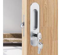 Hardware di bloccaggio della porta tascabile privacy con tastiera, manico in blocco scorrevole invisibile Custer in incasso antitheft per spessore mobili da 1,4-1,8 pollici di (ARGENTO)