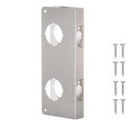 Hardware di rinforzo della piastra della porta per riparazioni di legno e | Base hardware in acciaio inossidabile, due facce circolari ritagli, quattro fori di montaggio visibili per riparazione