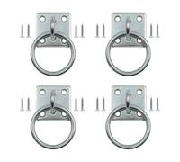 Hardware per occhielli in acciaio al carbonio, confezione da 4 pezzi di ferramenta zincata con viti di montaggio per cavallo stabile agricoltura piastra occhio quadrato anello cravatta ancoraggio