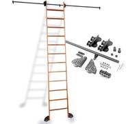 Hardware per Scala per Libreria A Rotelle Nera 3,3 Piedi-13 Piedi Kit di Binari Scorrevoli Binario per Scale Mobili A Tubo Tondo con Ruote A Rulli A Pavimento, OneColor, 6.6ft/200cm Track Kit