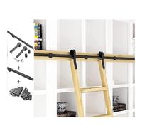Hardware per scaletta scorrevole, con ruote a rulli per pavimento, set completo di binari di rotolamento (senza scala (kit binario da 200 cm)