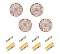 Hardware personalizzabile con motivo floreale retrò viola e giallo per armadi e cassetti manopole e tiri 32 mm per camera da letto confezione da 4