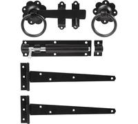 Hardware Solutions,Kit di chiusura per cancello ad anello, nero, include 1 chiavistello per cancello ad anello da 15.2 cm, 1 bullone a torre in acciaio da 15.2 cm, barra per mandrino nera e fissaggi