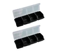 Hardware Storage Box 2 Pack, Nero | Organizer con 4 scomparti con coperchio satinato e chiusure sicure per l'uso nel cassetto degli attrezzi