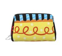 Hardwoods - Trousse per trucco da donna, in pelle, con stampa mimetica, portatile, da viaggio, con cerniera, colore: argento, Happy Birthday Big Cake, One Size, Astuccio per trucchi