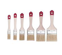 HARDY WORKING TOOLS Flachpinsel-Set 6-teilig, 1 Stück - 20, 25, 35, 50, 60, 75 mm Breite, Malerpinsel Set mit Holzgriff, Lackpinsel Serie *40*, 6PCS, Pinselset A0284-060100 Rot