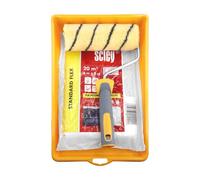 HARDY WORKING TOOLS Set per Pittura di Pareti e Soffitti: Rullo 18 cm con Pelo da 13 mm + Manico Ergonomico + Vaschetta 24 x 34 cm + Telo Protettivo per Pittura