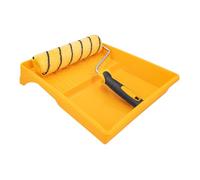 HARDY WORKING TOOLS Set Rotolo Di Vernice, vasca e rulli colorati di poliestere, Altezza del pelo 13mm, Lunghezza 25cm, Diametro 48mm, bianco-giallo-grigio, A0180-521000