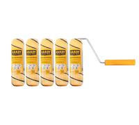 Hardy Working Tools - Kit Rullo 6 Pezzi: 5 Manicotti Larghi da 25 cm + Montura, Pelo in Poliestere Hardstar 13 mm Ø48 mm, DuoSystem Scorrimento fluido, Per Pareti e Soffitti - Finitura Liscia