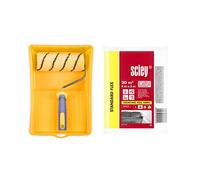 HARDY WORKING TOOLS Set per Pittura di Pareti e Soffitti: Rullo 18 cm con Pelo da 13 mm + Manico Ergonomico + Vaschetta 24 x 34 cm + Telo Protettivo per Pittura