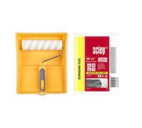 HARDY WORKING TOOLS Rullo Di Vernice Set, Rullo Di Vernice, Vaschette di verniciatura, Teli pittura e protezione e rullo di verniciatura, Altezza del pelo 12mm, Lunghezza 25cm, Diametro 48mm