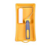 HARDY WORKING TOOLS Rullo Di Vernice Set, Rotolo di vernice, vasca di vernice e rulli colorati di schiuma, Altezza del pelo 7mm, Lunghezza 11cm, Diametro 35mm, bianco-giallo-grigio, A0180-117000