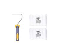 HARDY WORKING TOOLS Rullo Di Vernice Set, Pennello e 10 Pezzi Rullo per Pittura da Parete da spugna, Altezza del pelo 7mm, Lunghezza 11cm, Diametro 35mm, bianco-giallo-grigio, A0180-516000