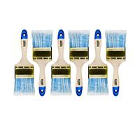 HARDY WORKING TOOLS - Set di 6 Pennelli Piatto 75 mm Serie 42, Pennello per Impregnante su Legno e Vernice per Metallo - Setole Sintetiche Chiare di Alta Qualità
