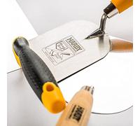 Hardy Working Tools Spatola 14 cm x 8 cm, serie 28 in acciaio inossidabile. Impugnatura ergonomica a due componenti, attrezzo da muratore per applicare intonaco, gesso, colla e stucchi.