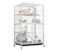 HARELA Gabbia per Gatti da Esterno/Interno, Gabbia per Gatti da Balcone, Gabbia per Gatti da Esterno Grande, con 4 Rotelle Orientabili, Vassoio Estraibile, Gabbia per 1-2 Gatti, Chinchilla