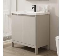 HARELA Lavatoio con Mobile, Lavabo in Ceramica Bianca con Troppopieno, con Rubinetto per Tubo Dell'Acqua Calda e Fredda, per Cucina Bagno Ristorante Agriturismo Lavanderia(81cm/31.9in)