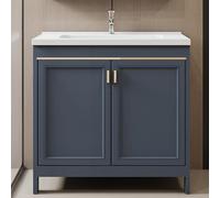 Mobile lavabo bagno con lavandino in ceramica, Mobile Bagno A Terra con Rubinetto Dell'Acqua Calda e Fredda, Armadietto Autoportante per Soggiorno, Cucina, Ufficio, Armadio(70cm/27.5in)